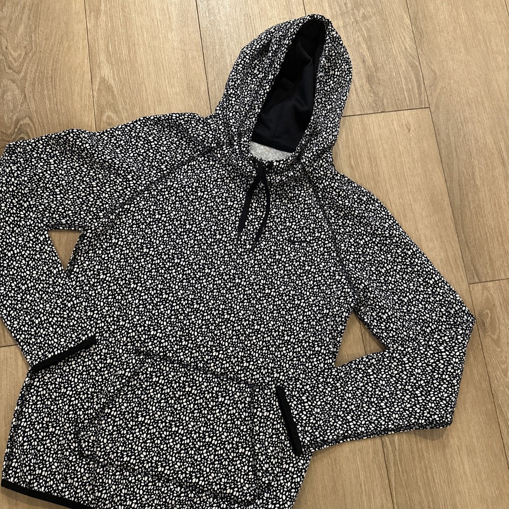 Nike Therma Fit Hoodie Womens Black Speckled Hooded Lightweight Pullover Small